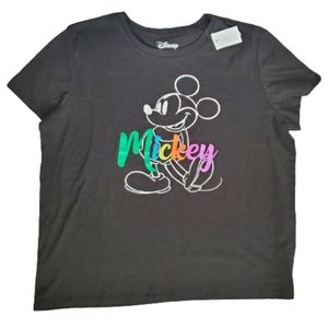 NWT Disney Mickey Mouse Shirt Women's Size XXL Black and Rainbow